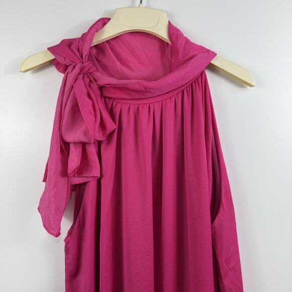 Meritt Clothing Label New Pink Bow Tie Neck Dress 3X Sleeveless Flowy Summer - Picture 2 of 13